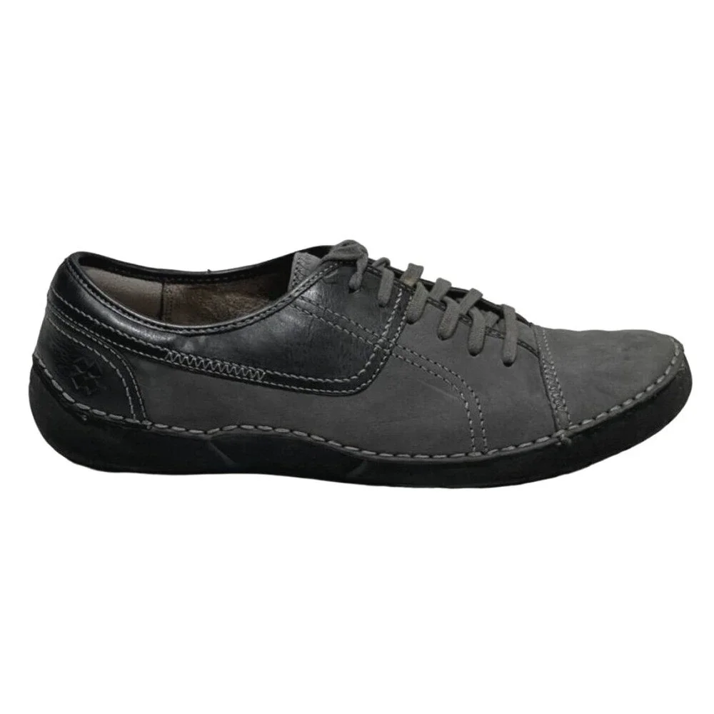 Naturalizer Jolie Womens 10N Grey‎ Black Leather Lace Up Walking Shoes Sneakers